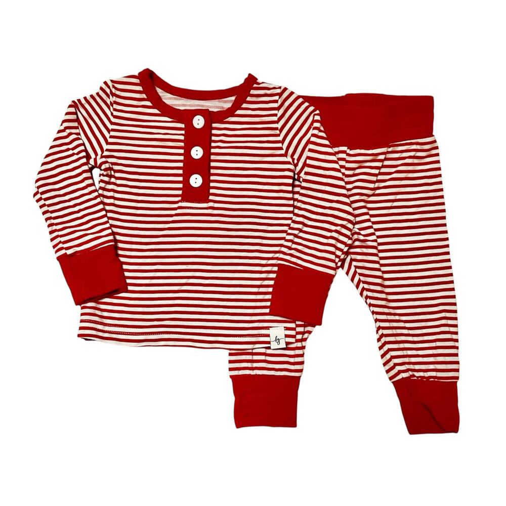 Love & Grow Candy Cane Stripe Bamboo PJ Set 3-6m